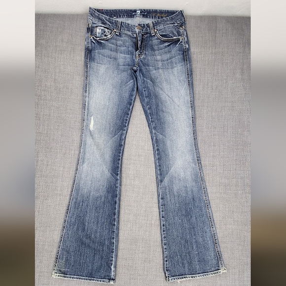 7 For All Mankind Denim - 7 For All Mankind A Pocket Low Rise Boot Cut Denim Jeans 28 Long